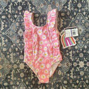 Andy & Evan Pink Floral and Rainbow Swimsuit - 18-24 months